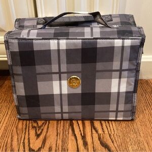 Joy Mangano Black and Gray Plaid Toiletry Bag